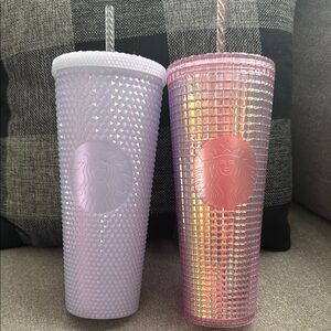 Starbucks Lavender and Iridescent Pink Tumblers